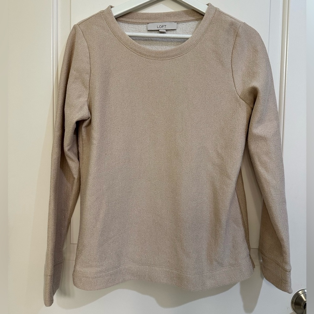 Ann Taylor Loft light blush sparkle pullover. Size XS